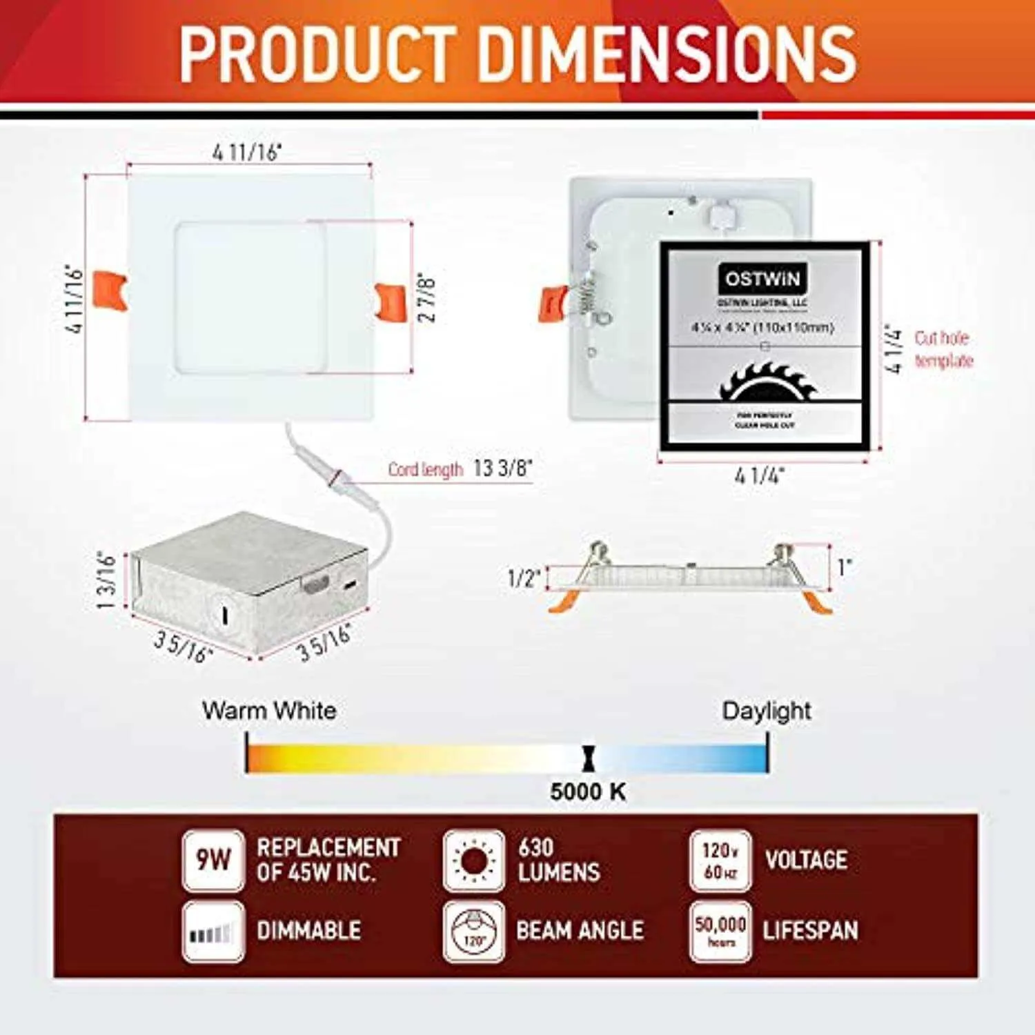 (12 Pack) 4 inch 9W LED Light with Junction Box