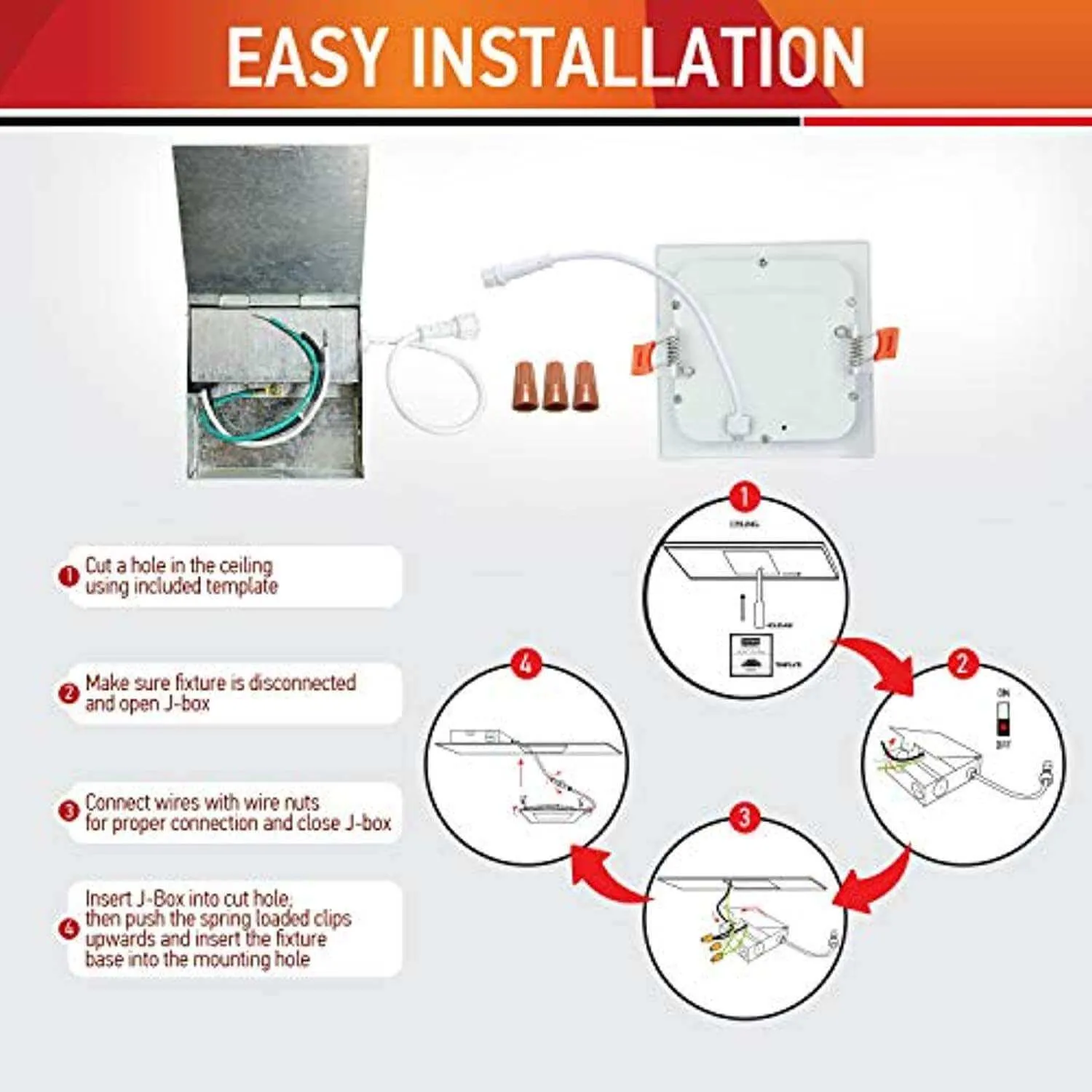 (12 Pack) 4 inch 9W LED Light with Junction Box