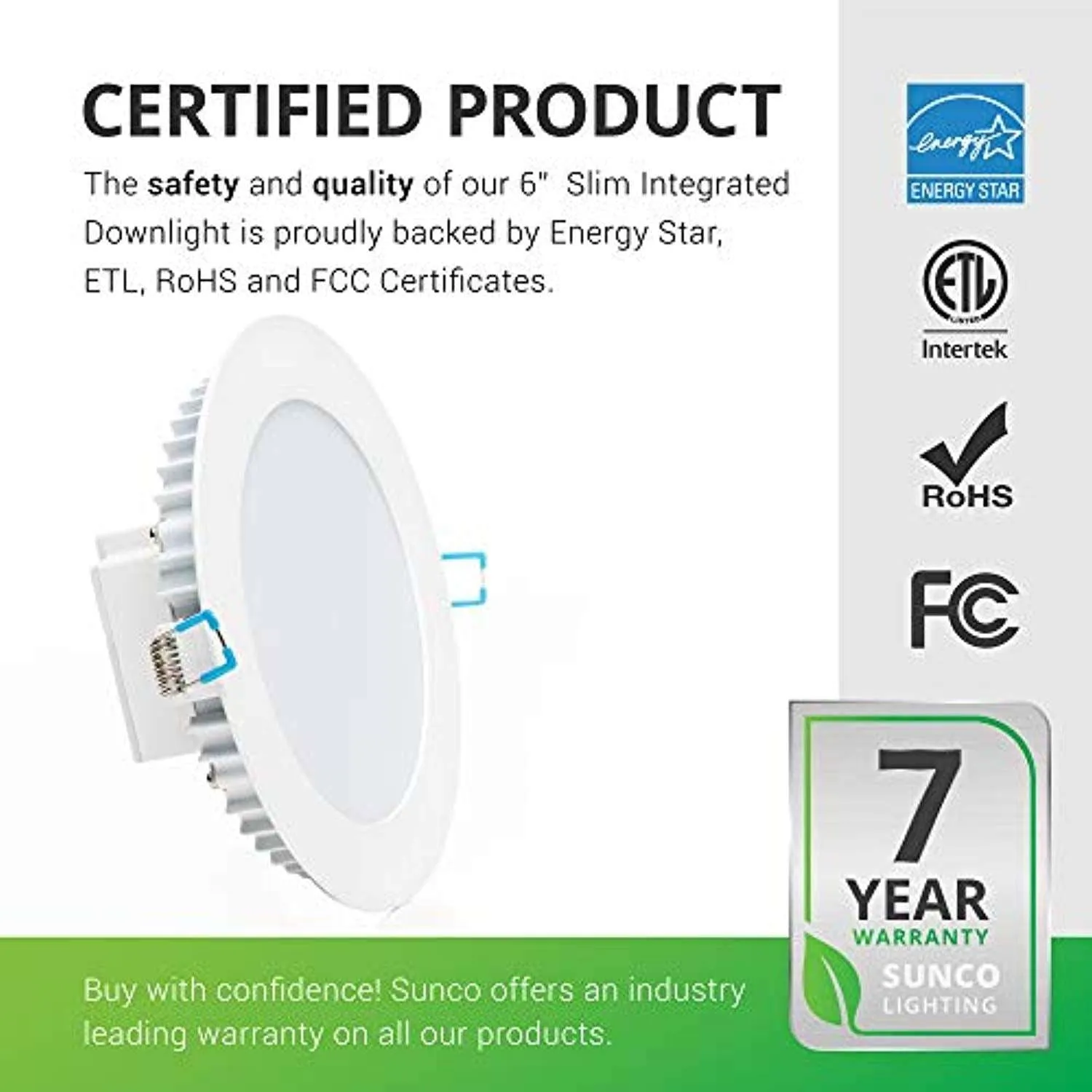 12 Pack 6 Inch Slim LED Downlight, Integrated Junction Box