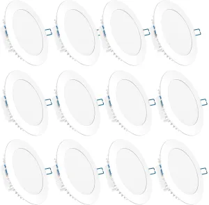 12 Pack 6 Inch Slim LED Downlight, Integrated Junction Box