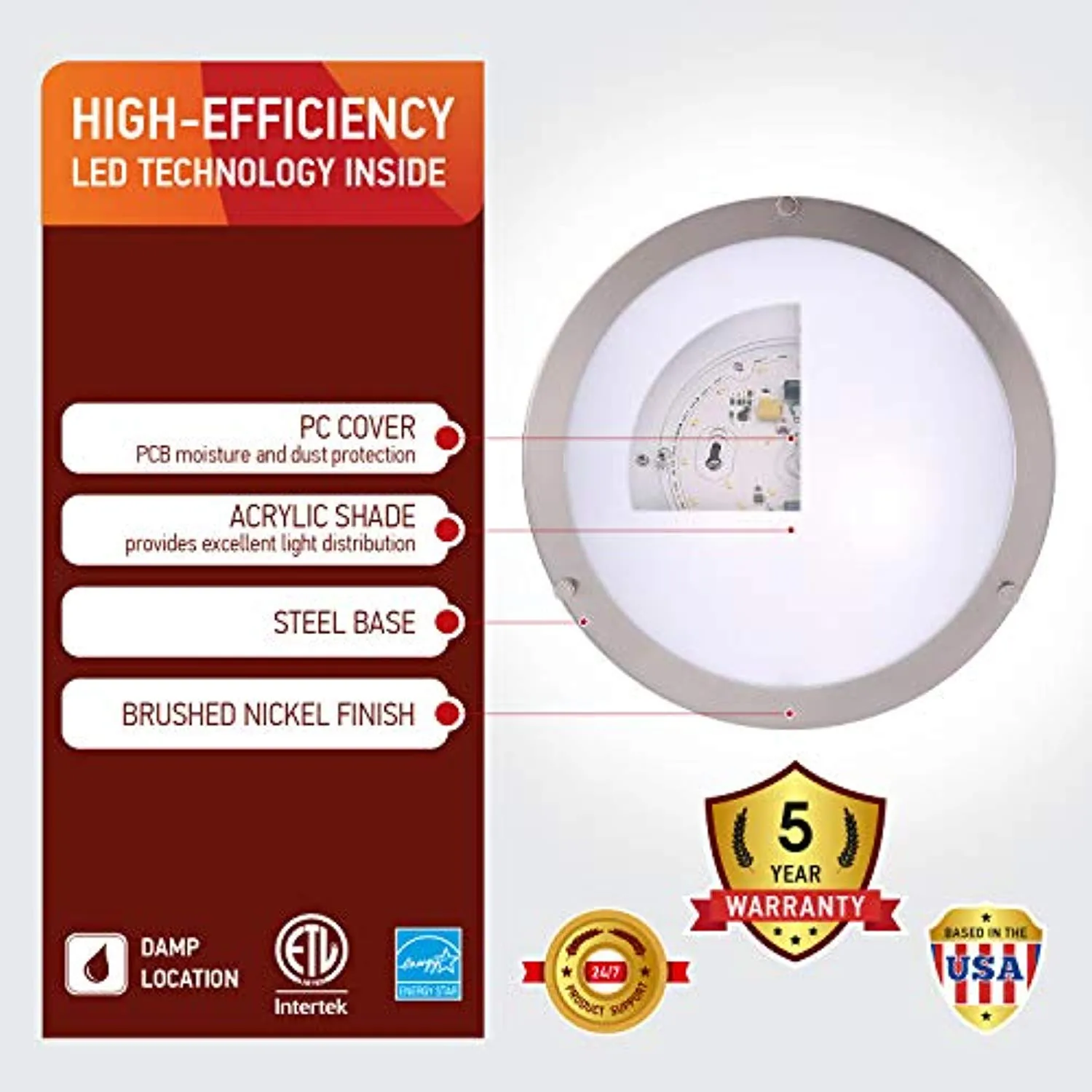 12" (4 Pack) LED Semi Flush Mount Ceiling Light, Dimmable