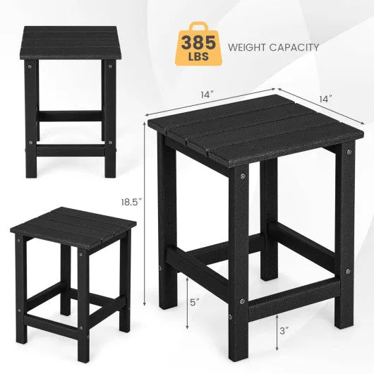 14 Inch Square Weather-Resistant Adirondack Side Table-Black