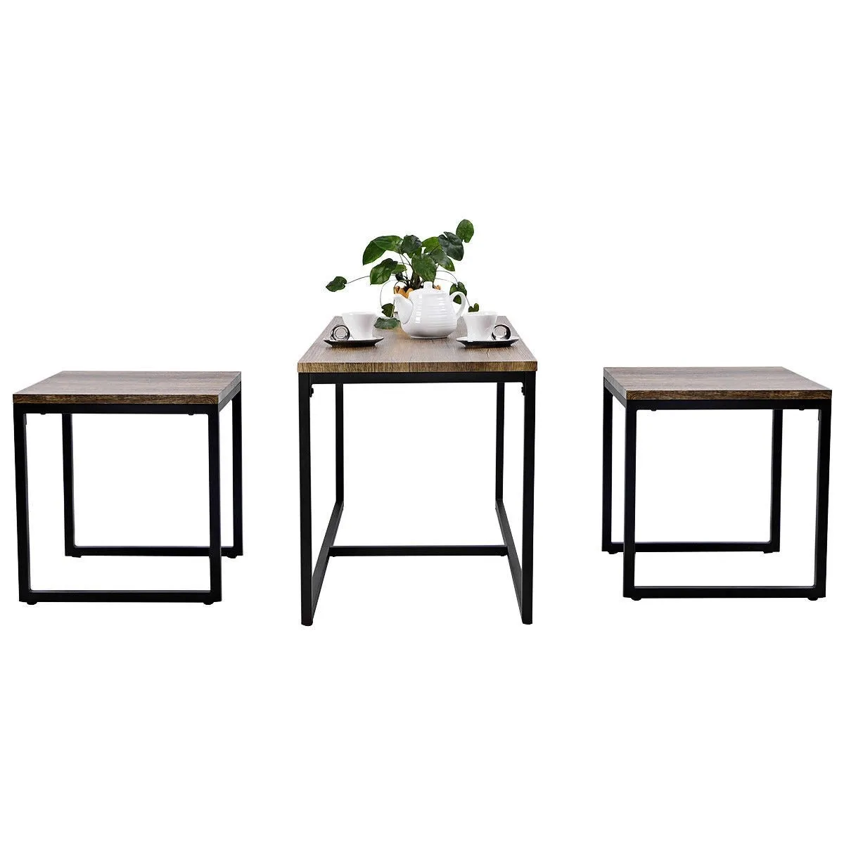 3 Pieces Wood Coffee End Table Set