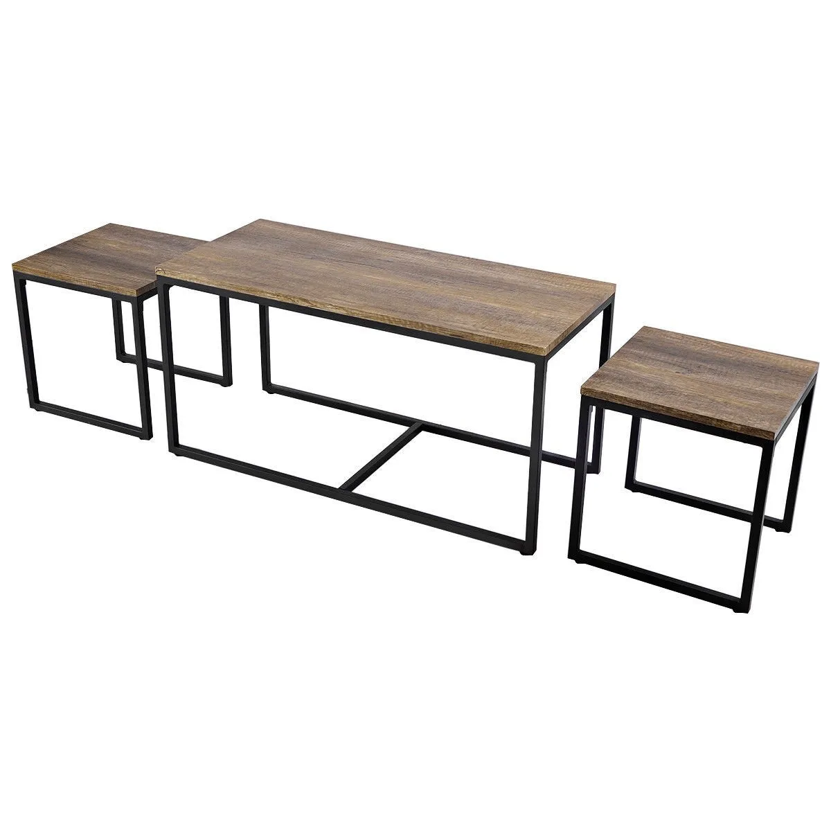 3 Pieces Wood Coffee End Table Set