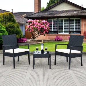 3 PS Outdoor Rattan Patio Furniture Set Backyard Garden Furniture Seat Cushioned