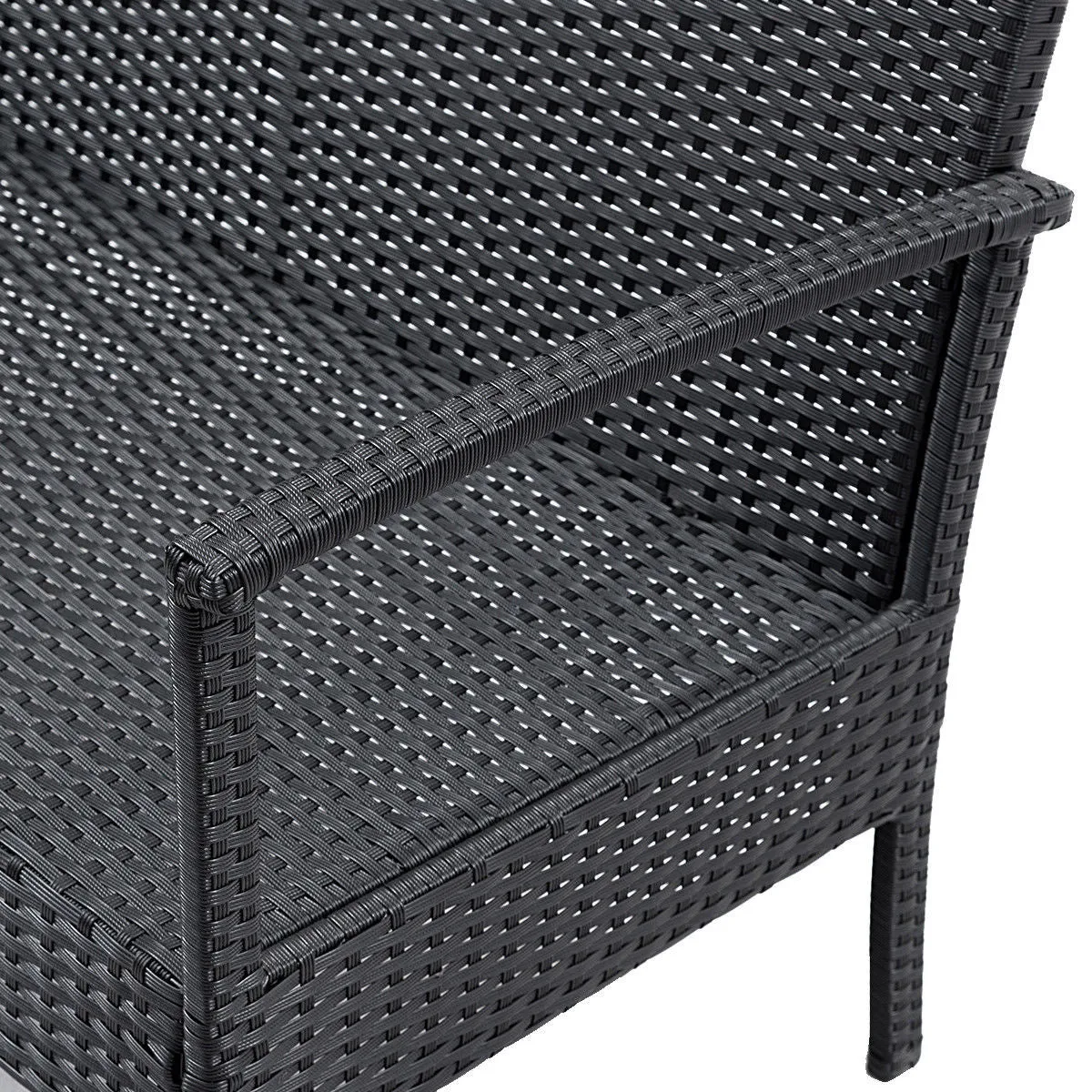 4 PCS Outdoor Patio Rattan Wicker Furniture Set Table Sofa Cushioned Deck Black