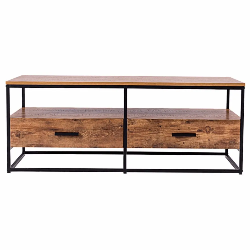 47" 2-Tier Cocktail Coffee Table Metal Desk Shelf Storage