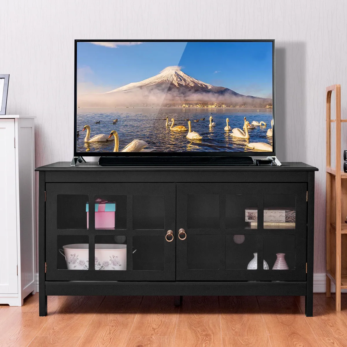 50'' TV Stand Modern Living Room Wood Storage Console Entertainment Center