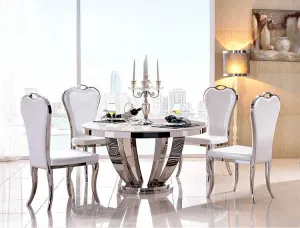 5PCS Marble AND Stainless Steel Dining Room Set