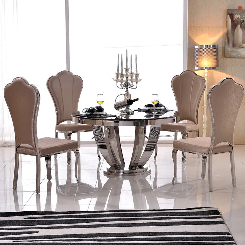 5PCS Marble AND Stainless Steel Dining Room Set