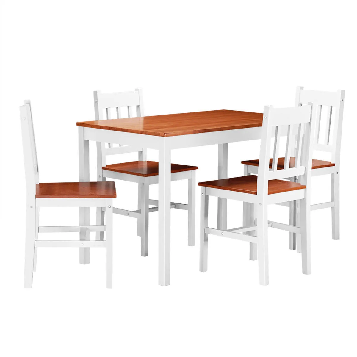 5PCS Pine Wood Dinette Dining Set Table and 4 Chairs Home Kitchen Furniture