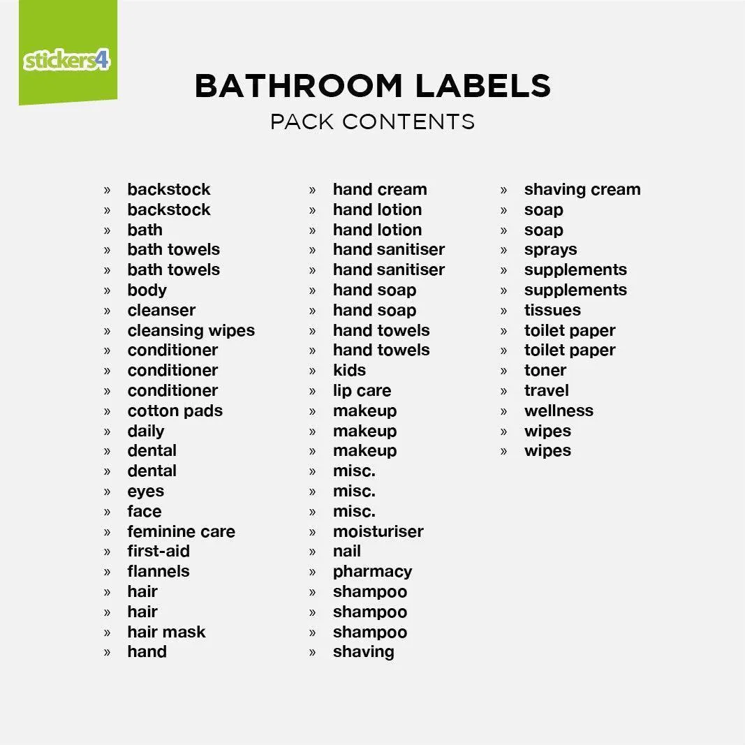 62 Script Font Bathroom Labels - Inspired by The Home Edit