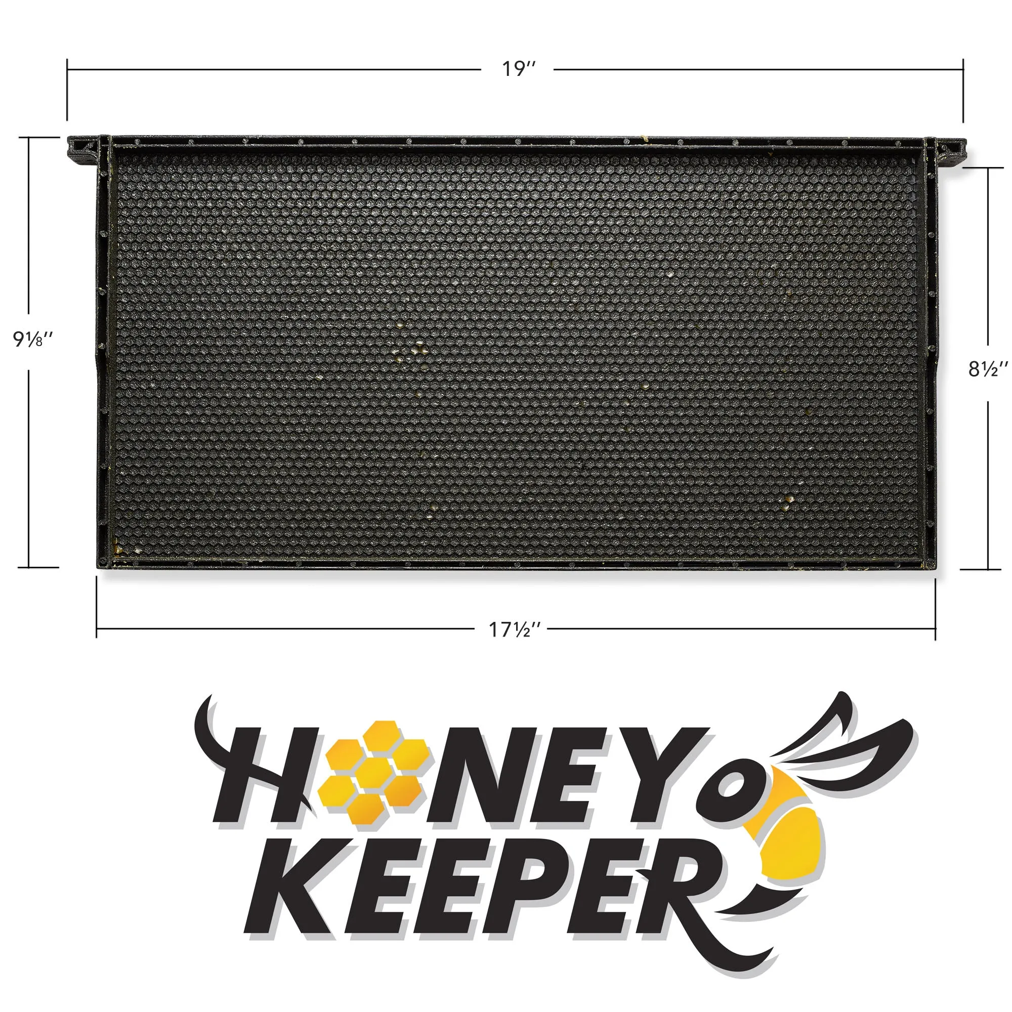 9" Black Plastic Beeswax Coated Bee Frame and Foundation Body, 10 Pk