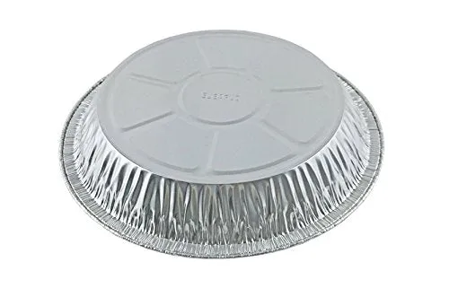 9" Foil Pie Pan 1-5/16" Deep w/Clear Dome Clamshell Container Combo 50/PK