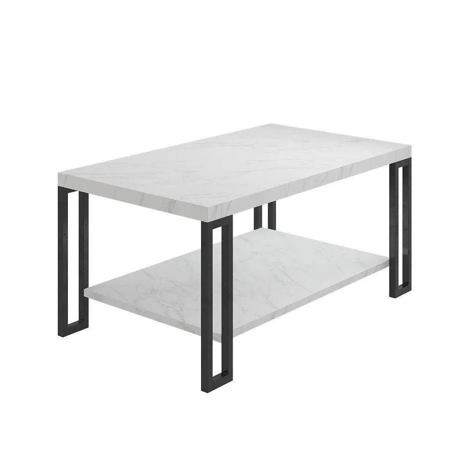 Accent Coffee Table Modern Living Room Furniture Metal Frame w/Lower Shelf