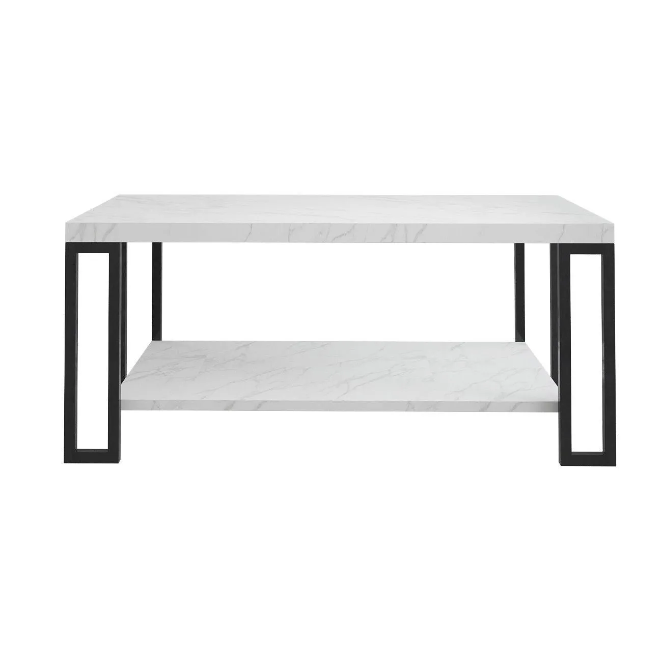 Accent Coffee Table Modern Living Room Furniture Metal Frame w/Lower Shelf