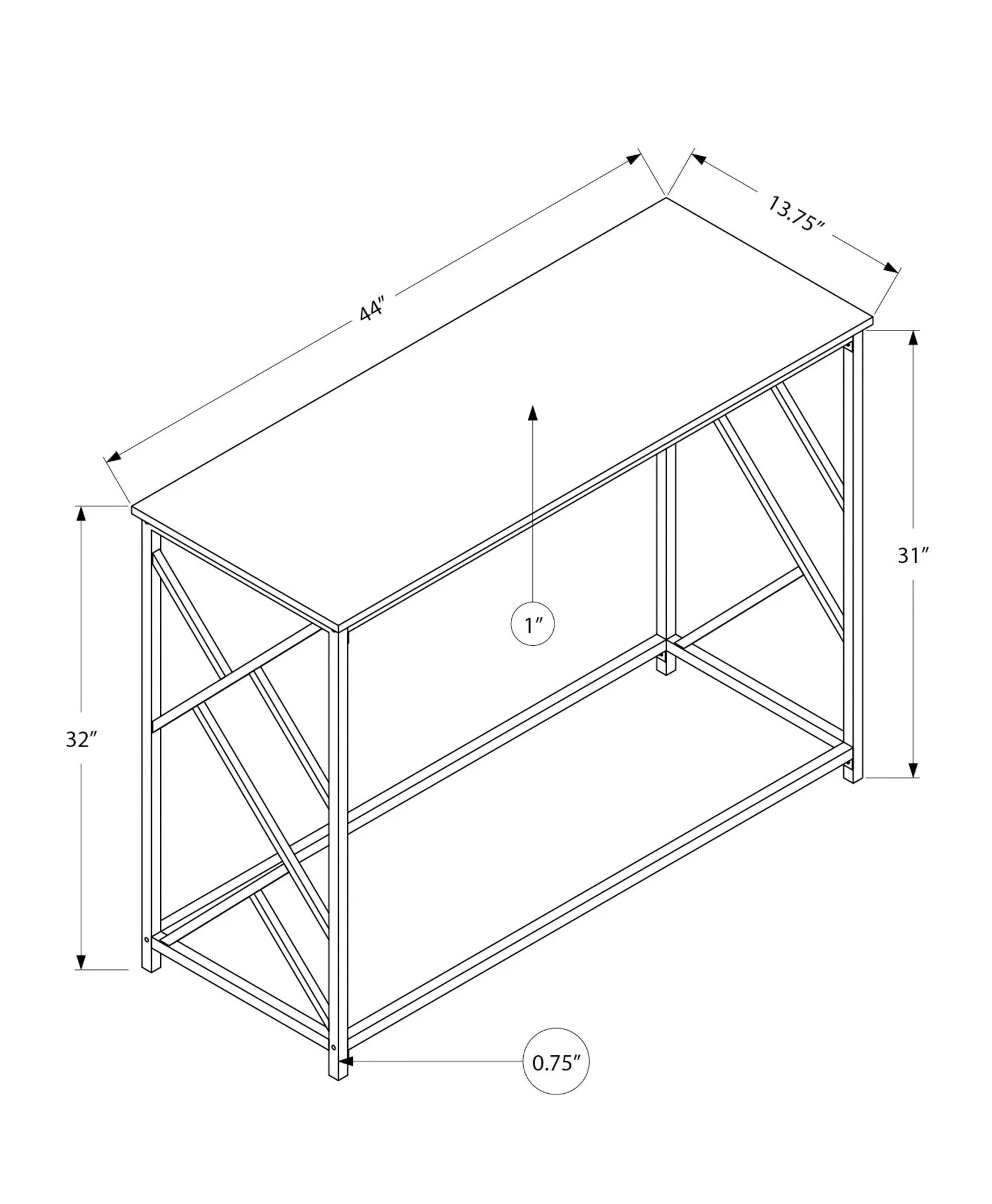 Accent Table - 44"L / Taupe / Black Metal Hall Console