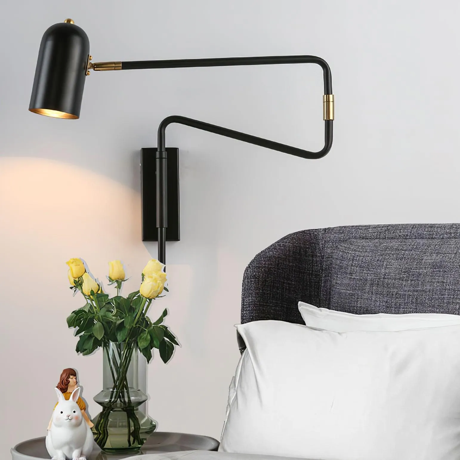 Adjustable Arm Plug In Wall Lamp