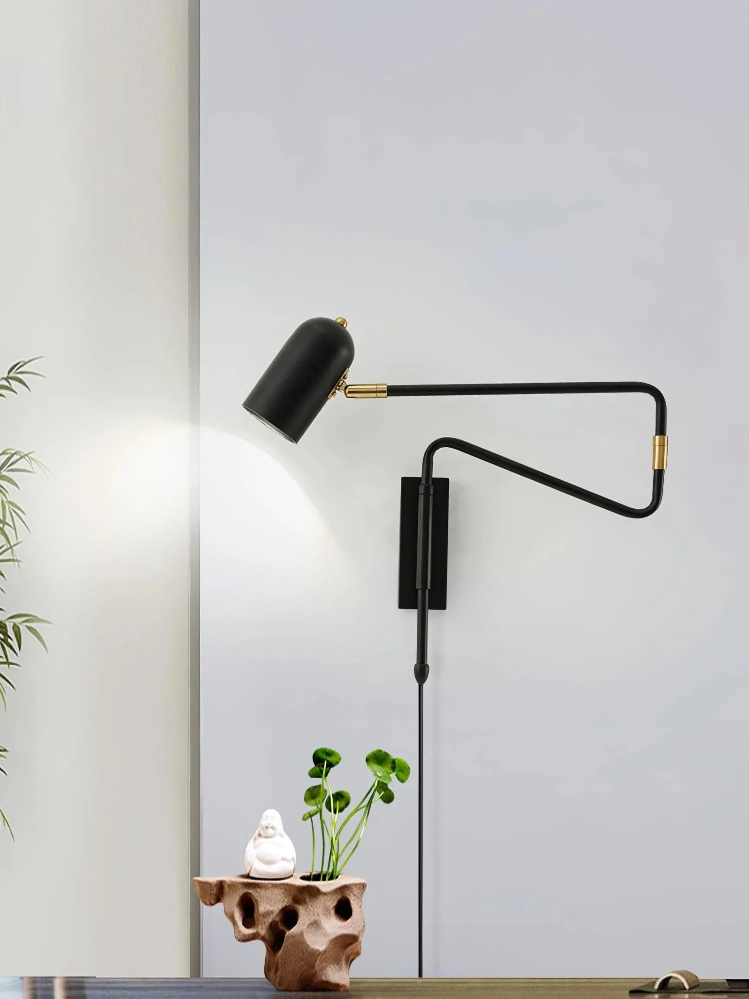 Adjustable Arm Plug In Wall Lamp