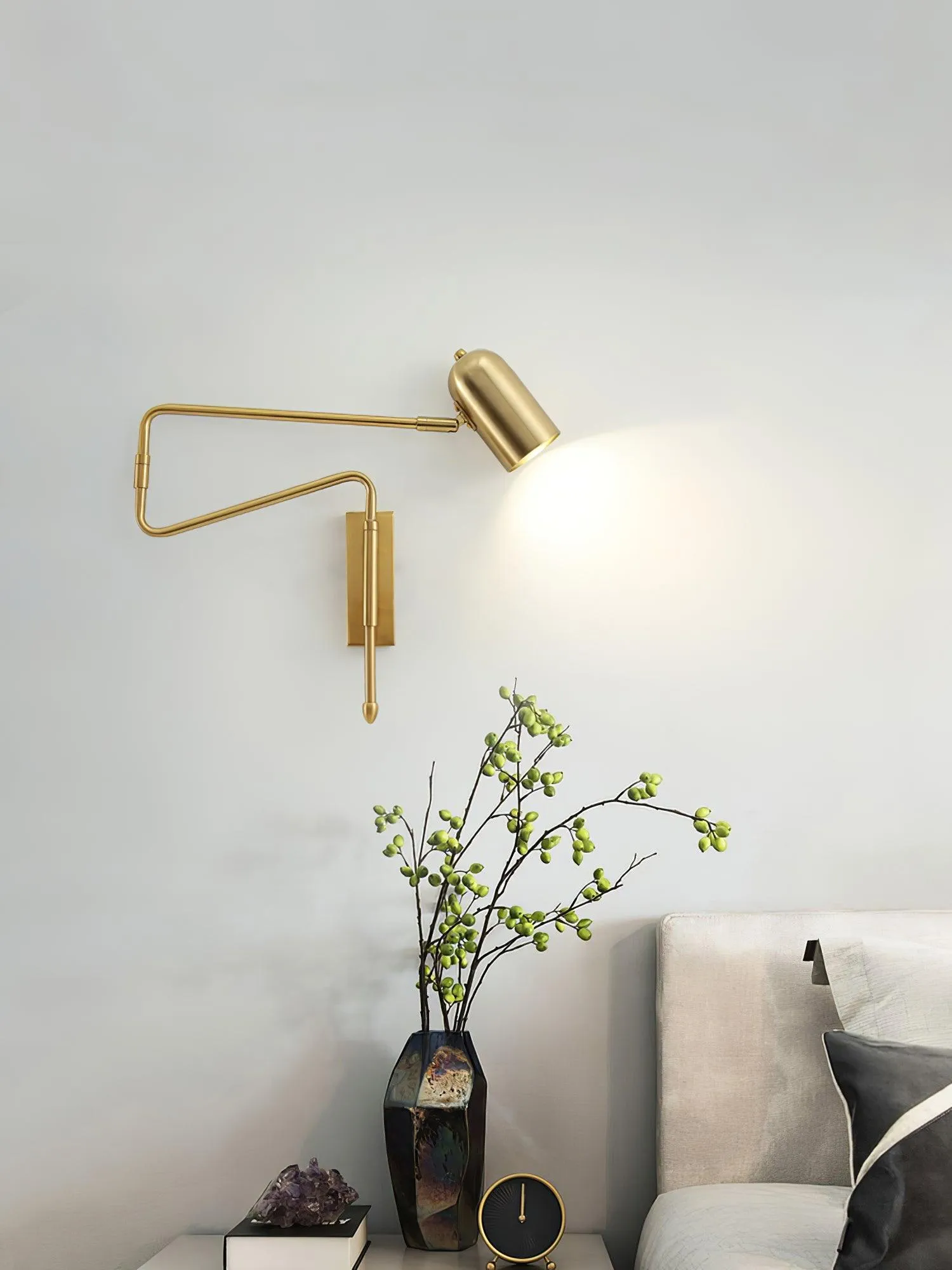 Adjustable Arm Plug In Wall Lamp