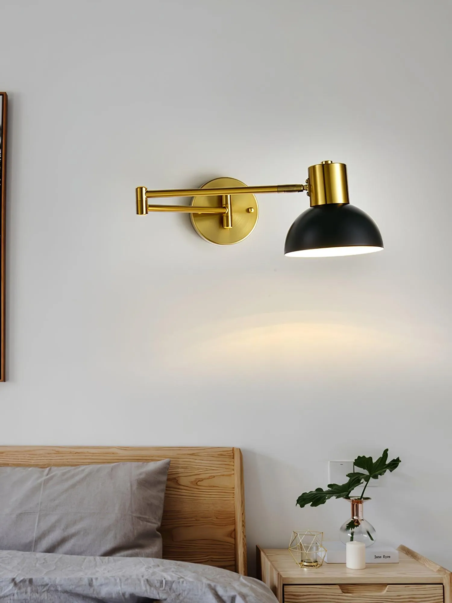 Adjustable Arm Plug In Wall Lamp