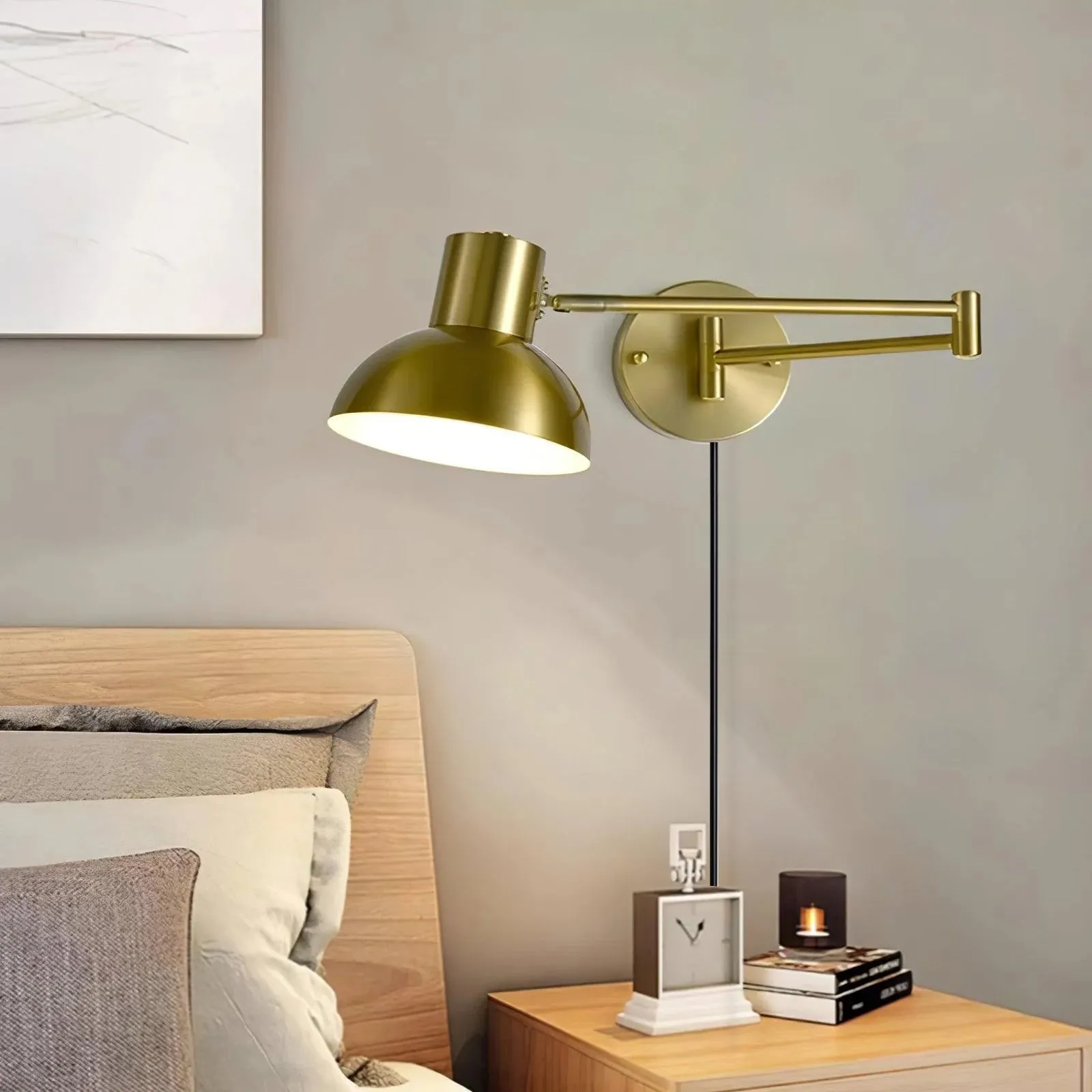 Adjustable Arm Plug In Wall Lamp