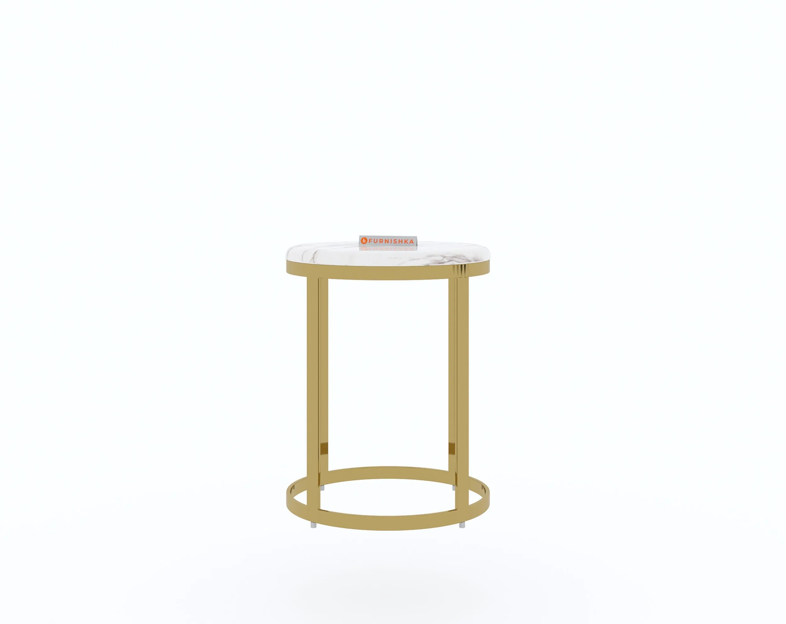 Arcus Side Table with White Engineered Marble Top