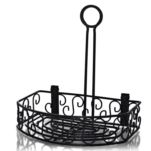 BarConic® Condiment Caddy with Built in Merchandising Ring - Black Semi-Round