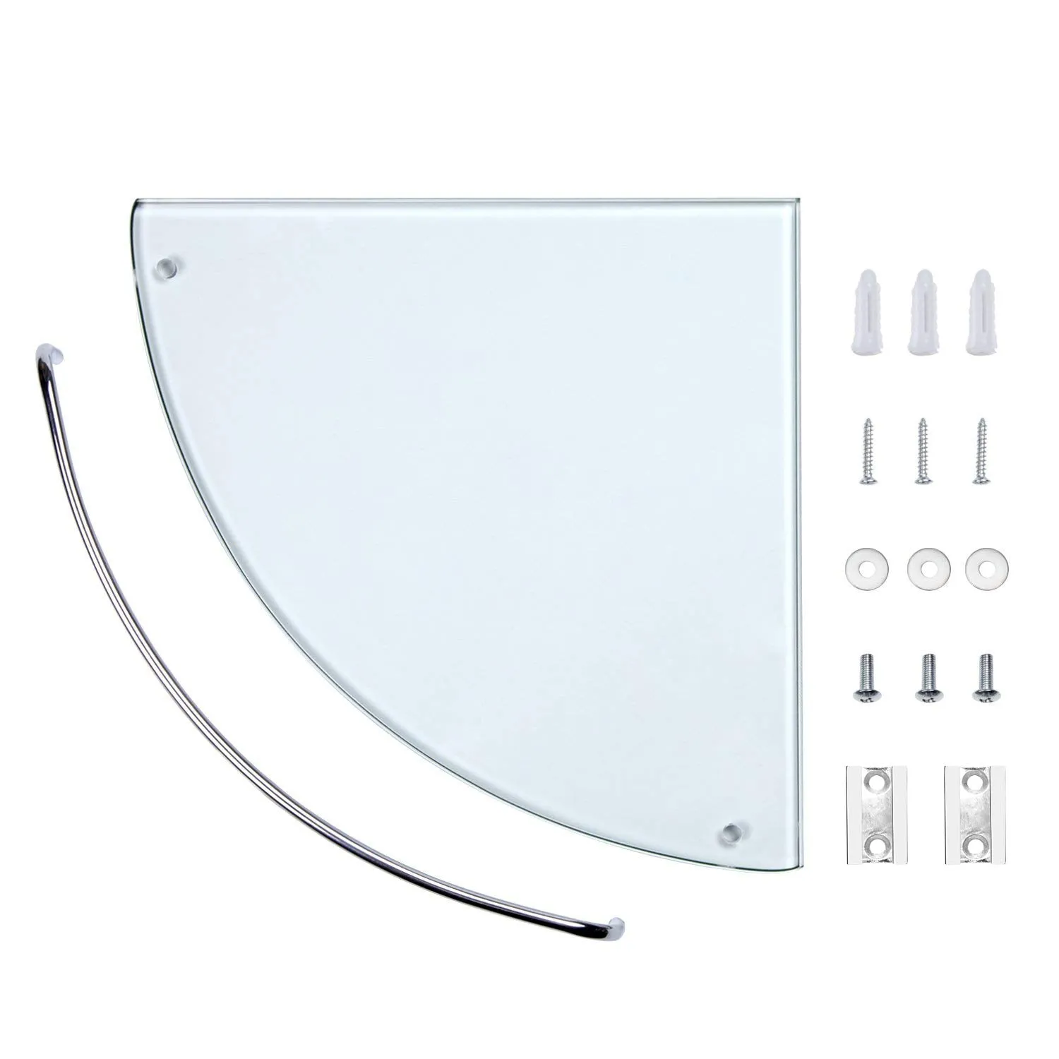 Bathroom Tempered Glass Corner Shelf, Stainless Steel Shower Shelf With Rail [Updated]