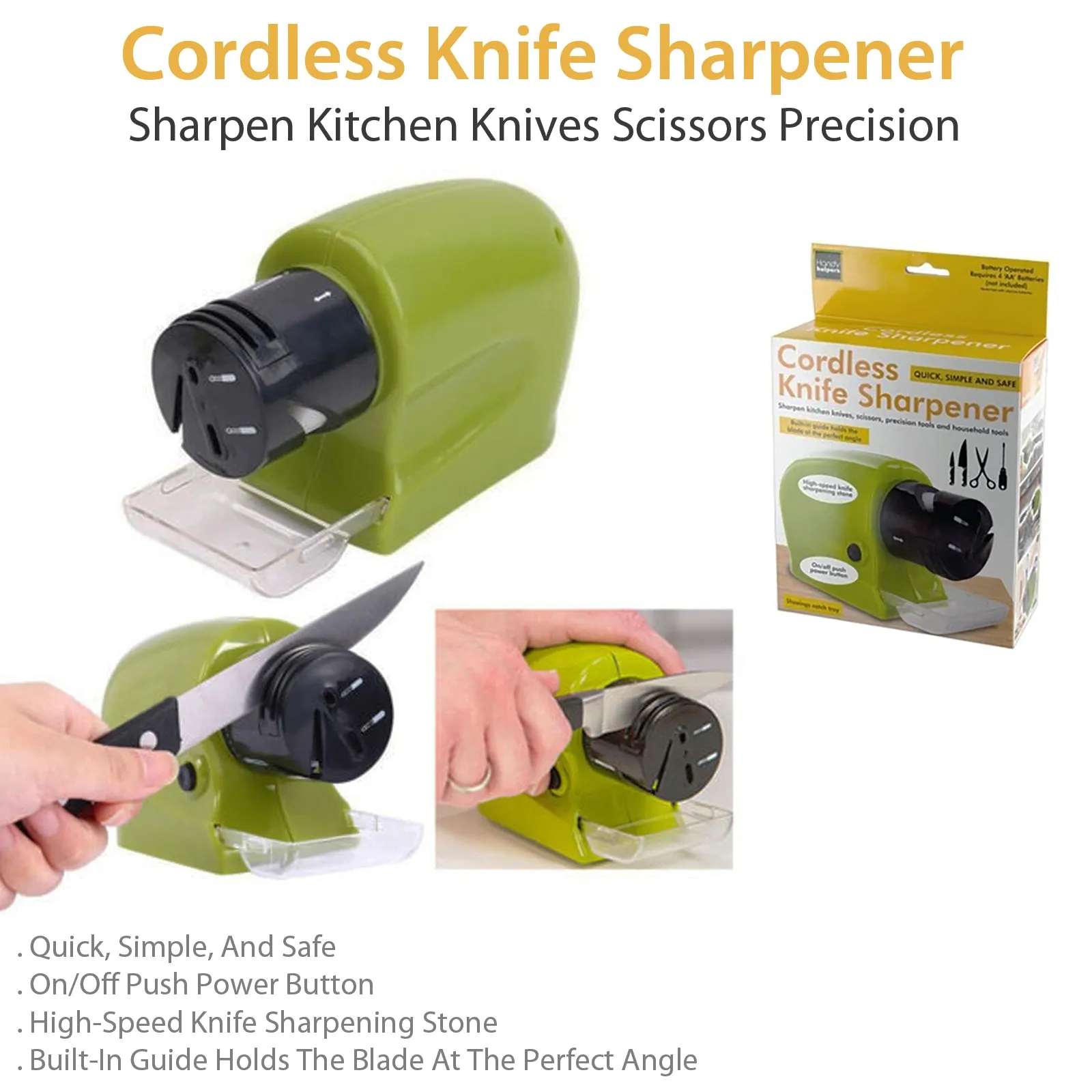 Battery-Powered Cordless Knife Sharpener - Sharp Blades Made Simple!