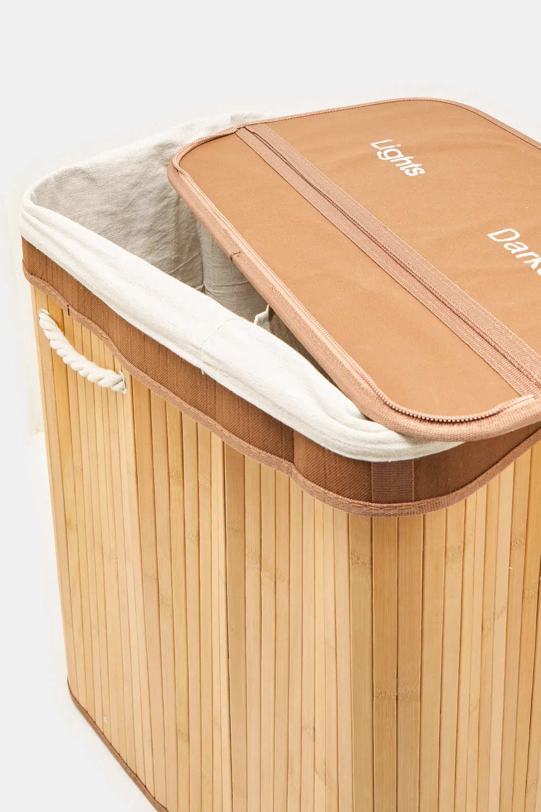 Beige Foldable Bamboo Hamper