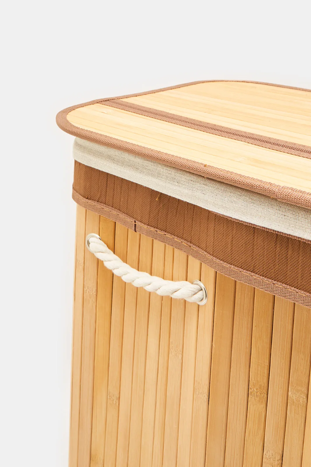 Beige Foldable Bamboo Hamper