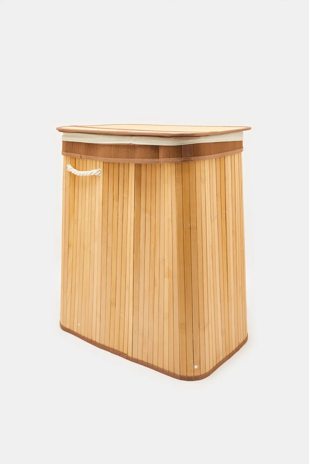 Beige Foldable Bamboo Hamper