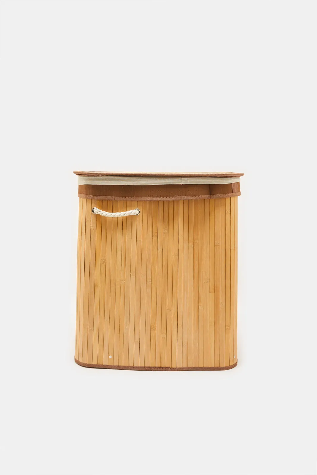 Beige Foldable Bamboo Hamper