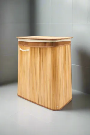 Beige Foldable Bamboo Hamper