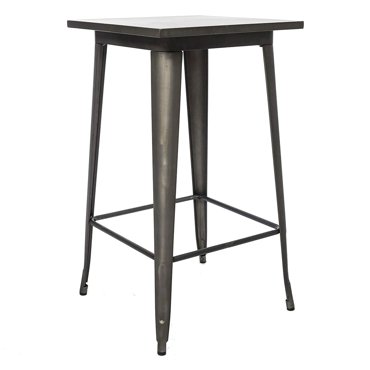 BTExpert Industrial Antique Distressed Bronze Rustic Steel Metal Dining Pub Square Table 23.5", Restaurant