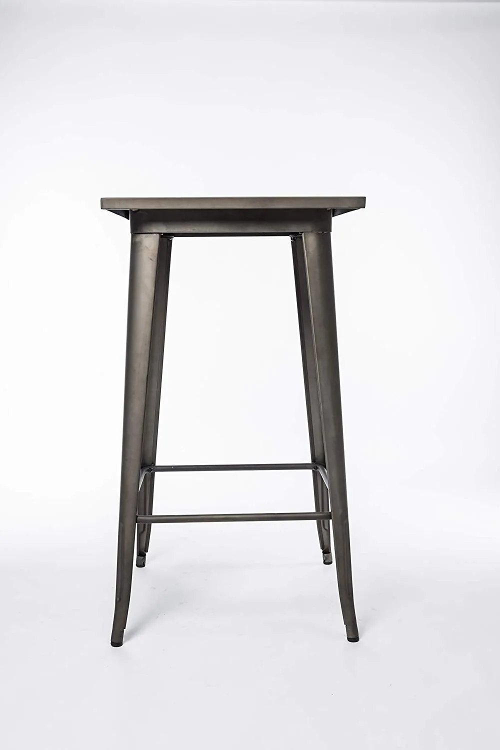 BTExpert Industrial Antique Distressed Bronze Rustic Steel Metal Dining Pub Square Table 23.5", Restaurant