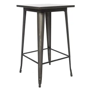 BTExpert Industrial Antique Distressed Bronze Rustic Steel Metal Dining Pub Square Table 23.5", Restaurant