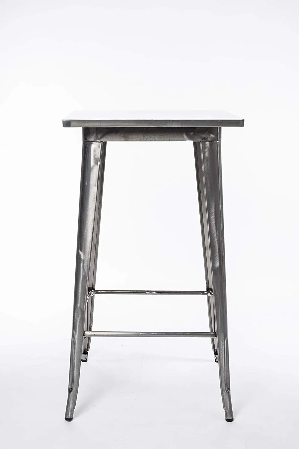 BTExpert Industrial Antique Distressed Rustic Steel Metal Dining Pub Square Table 23.5", Restaurant