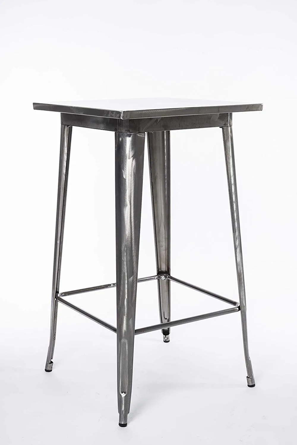 BTExpert Industrial Antique Distressed Rustic Steel Metal Dining Pub Square Table 23.5", Restaurant