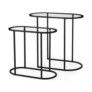 Celine Accent Table Glass | Black Metal