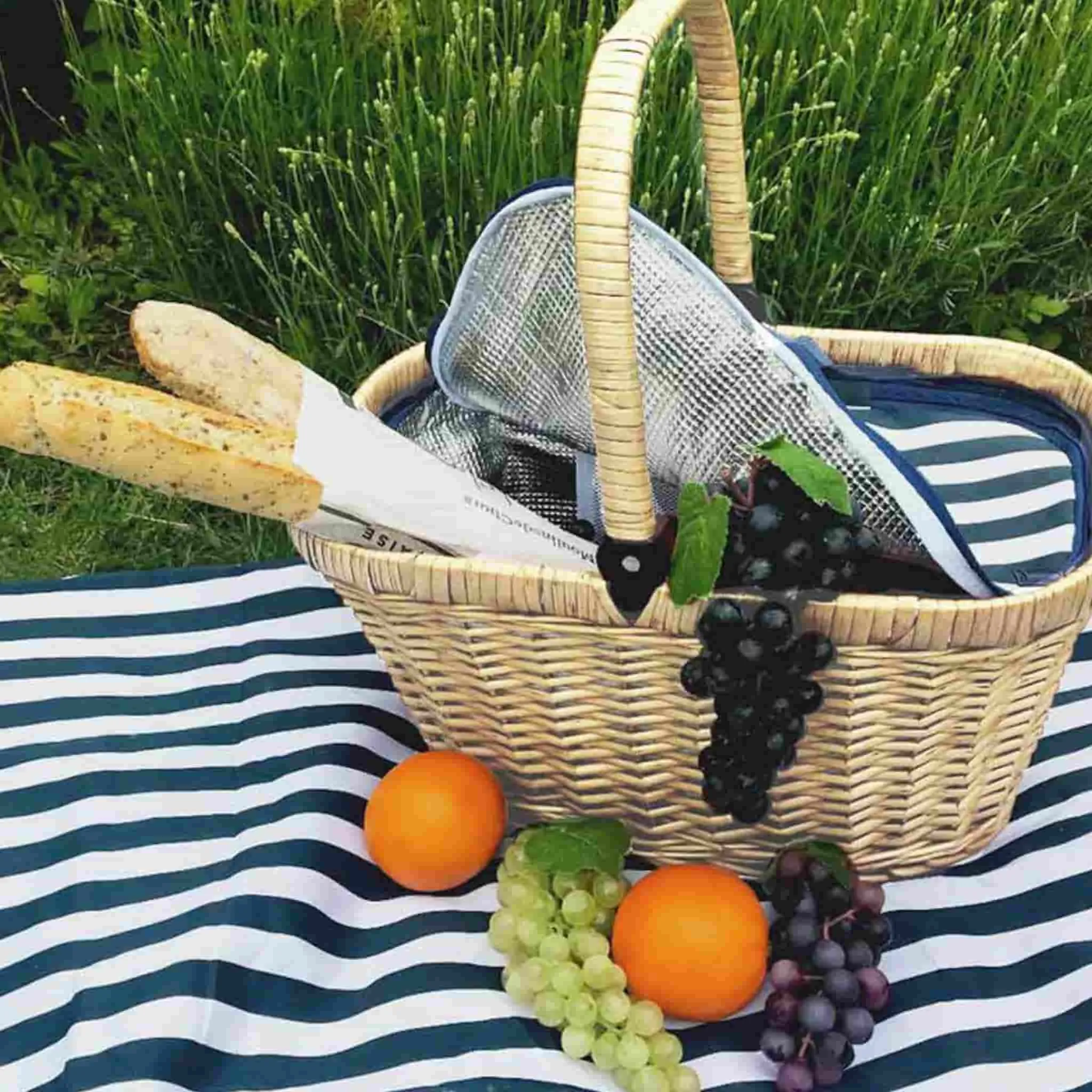 Chantilly Marine Stripe Empty Picnic Basket