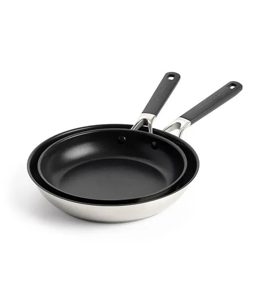 Classic Stainless Steel Fry Pan - Set of 2