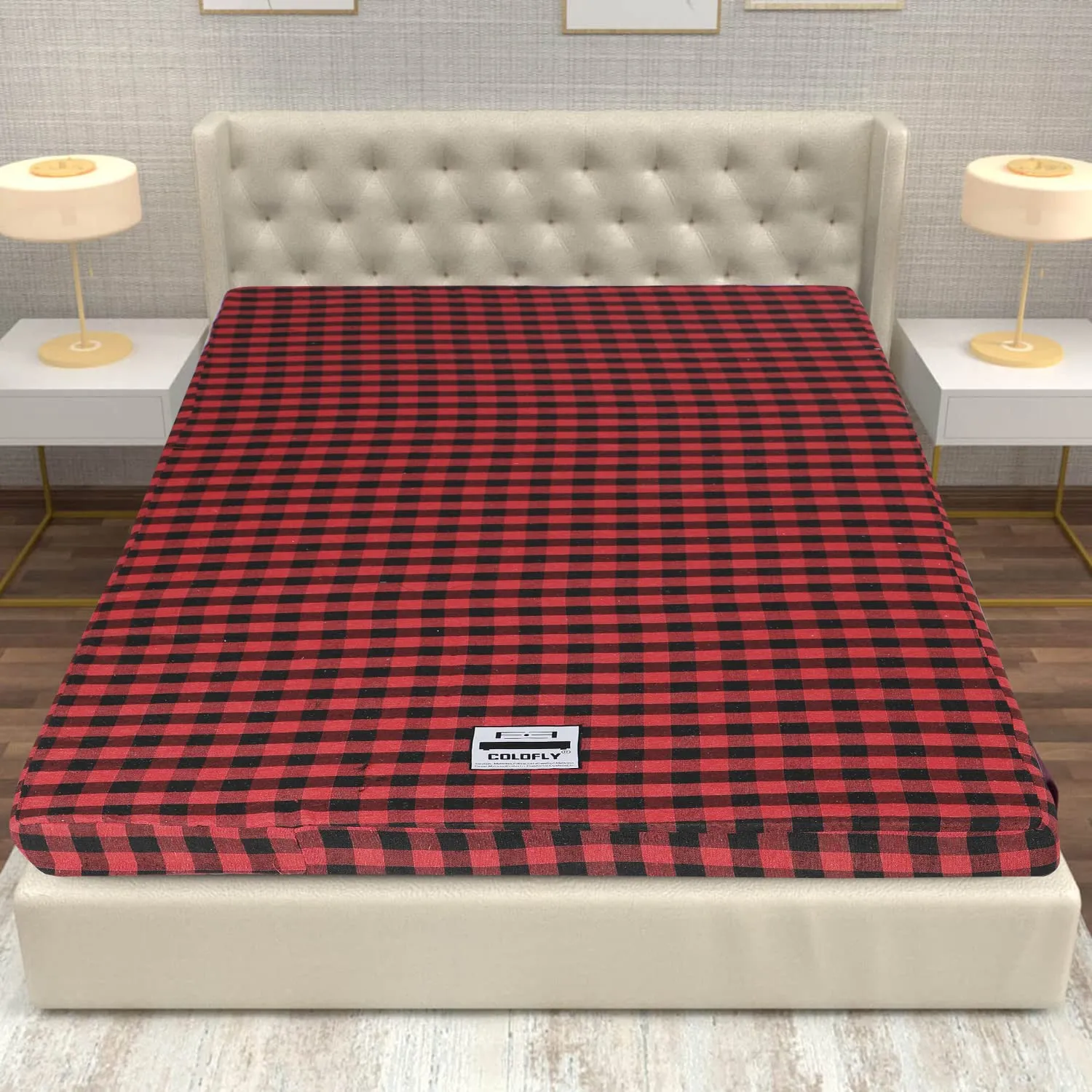 COLOFLY 72x35x3 Inch Pu Foam Single Bed Mattress, Red & Black