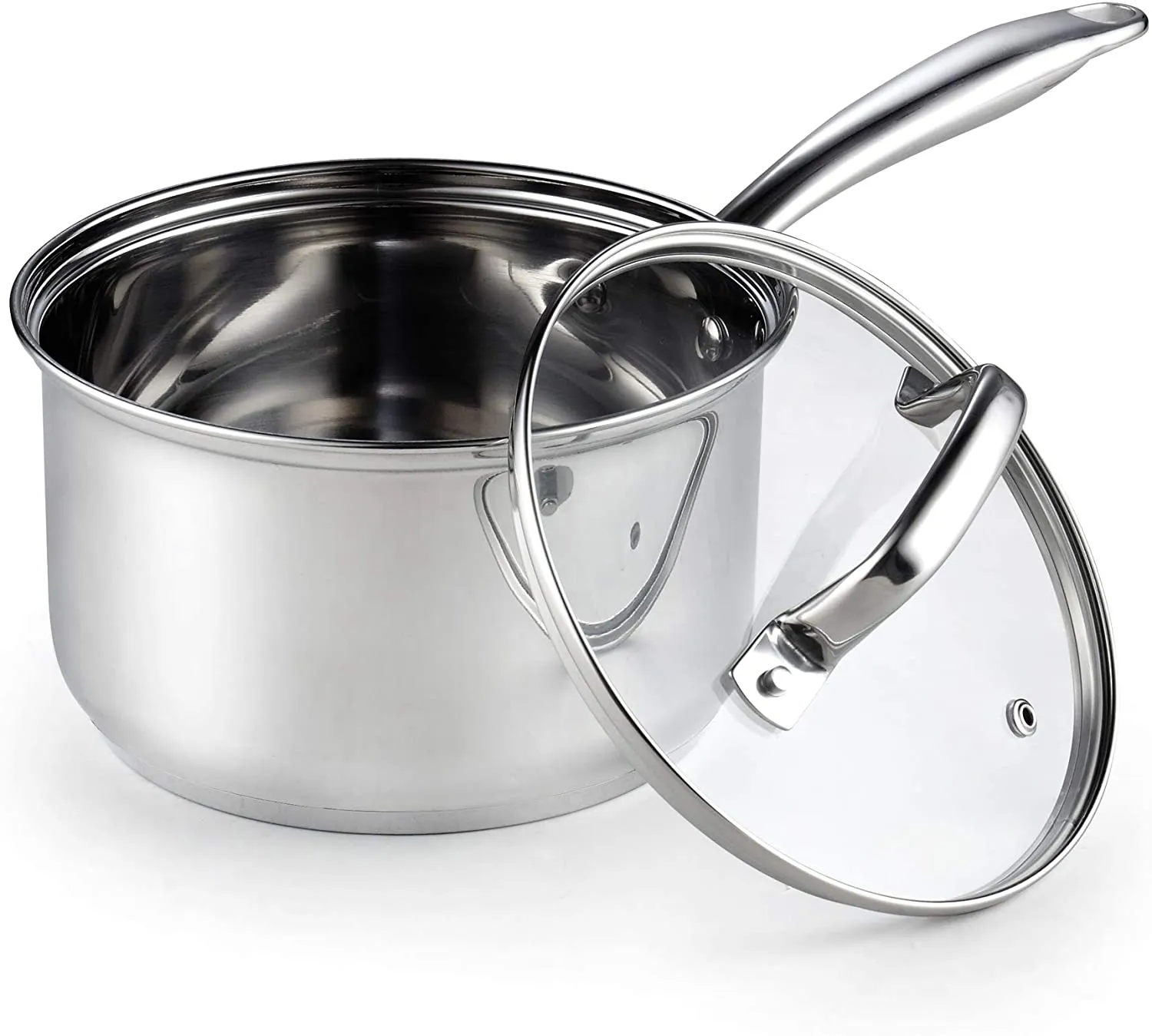 Cook N Home 2608 Lid 3-Quart Stainless Steel Saucepan, Silver