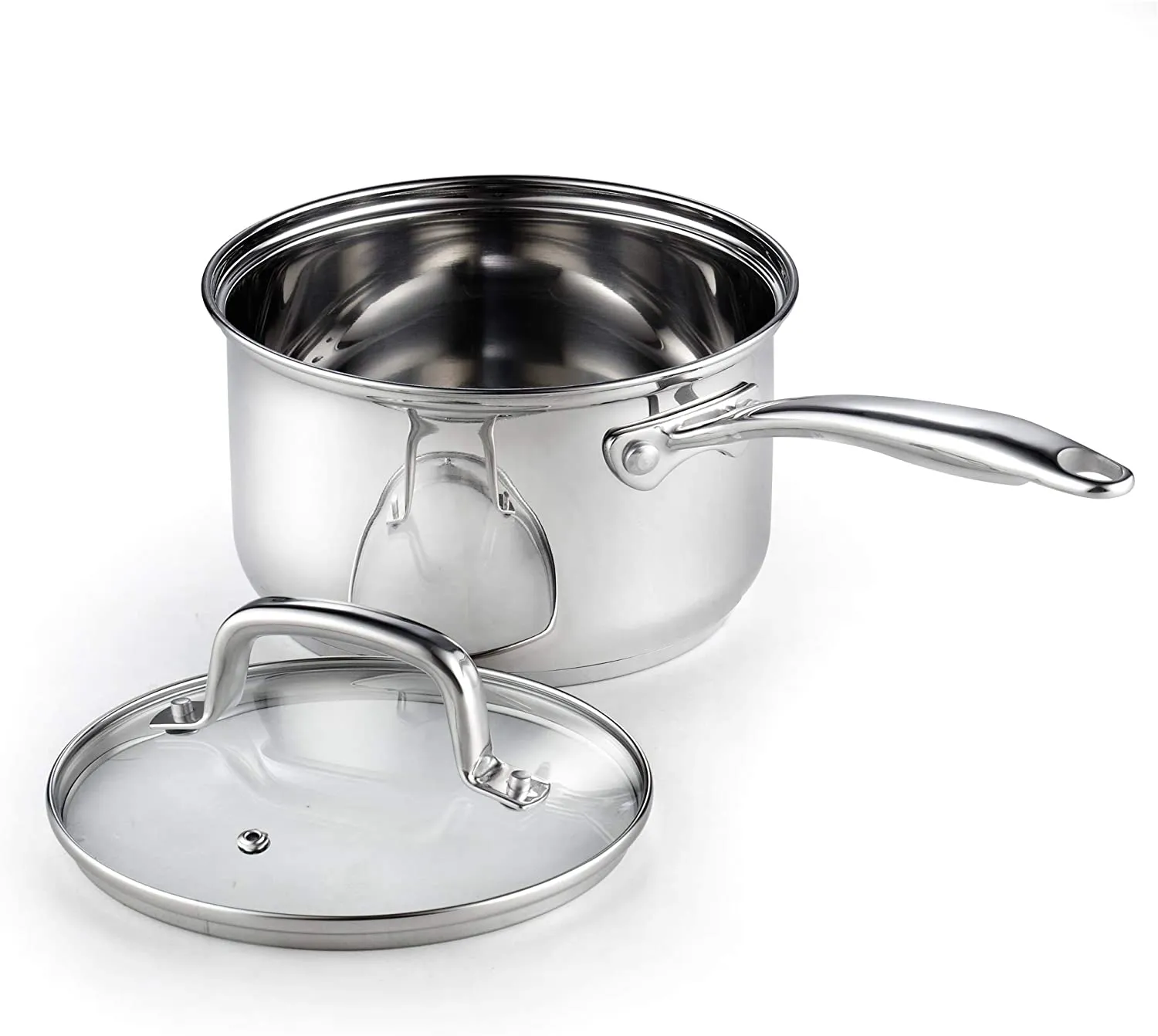 Cook N Home 2608 Lid 3-Quart Stainless Steel Saucepan, Silver