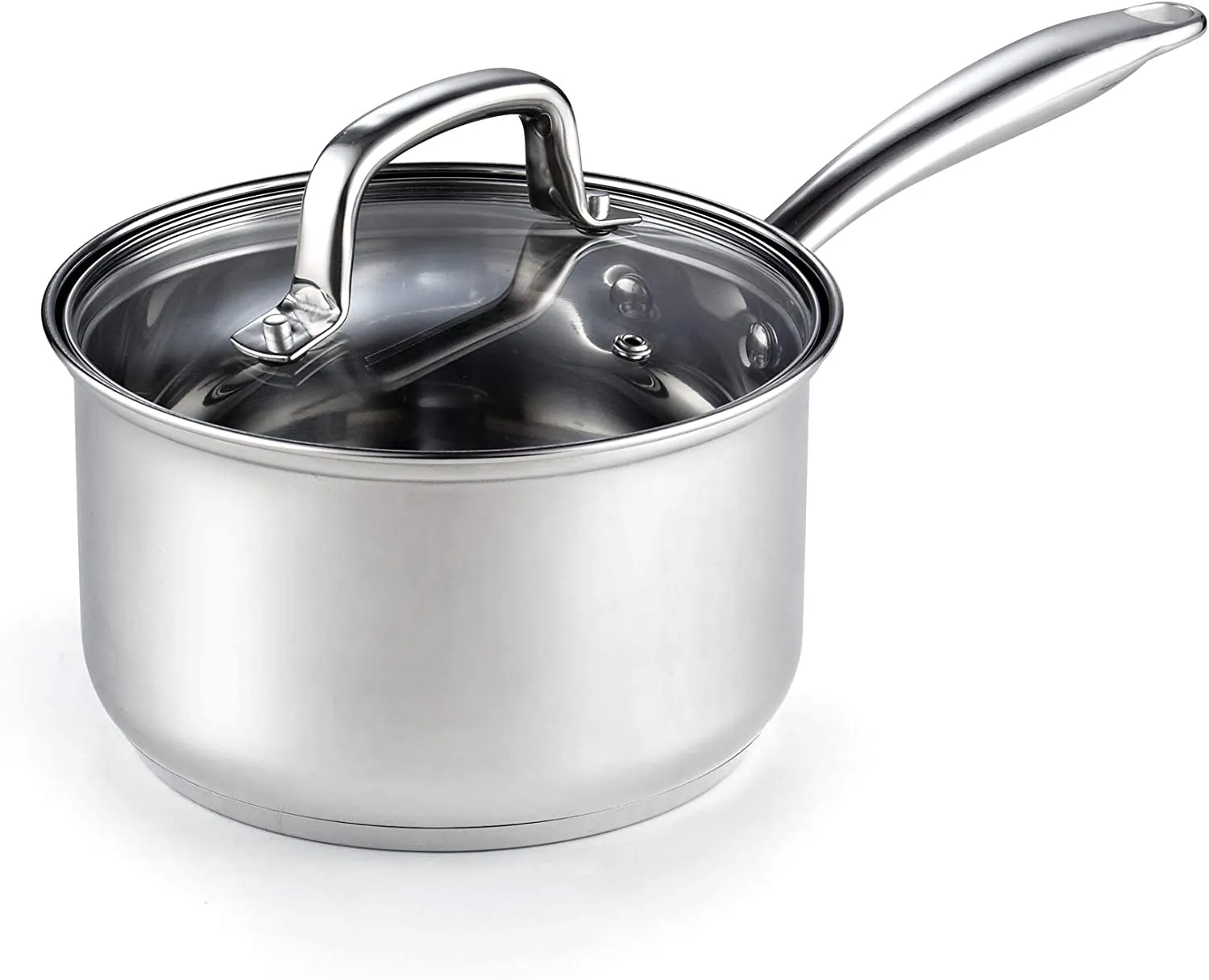 Cook N Home 2608 Lid 3-Quart Stainless Steel Saucepan, Silver