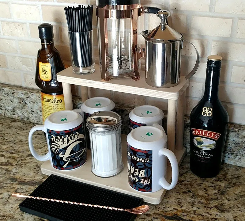 Counter Caddies™ - NATURAL - 12" STRAIGHT Shelf - Barista Theme