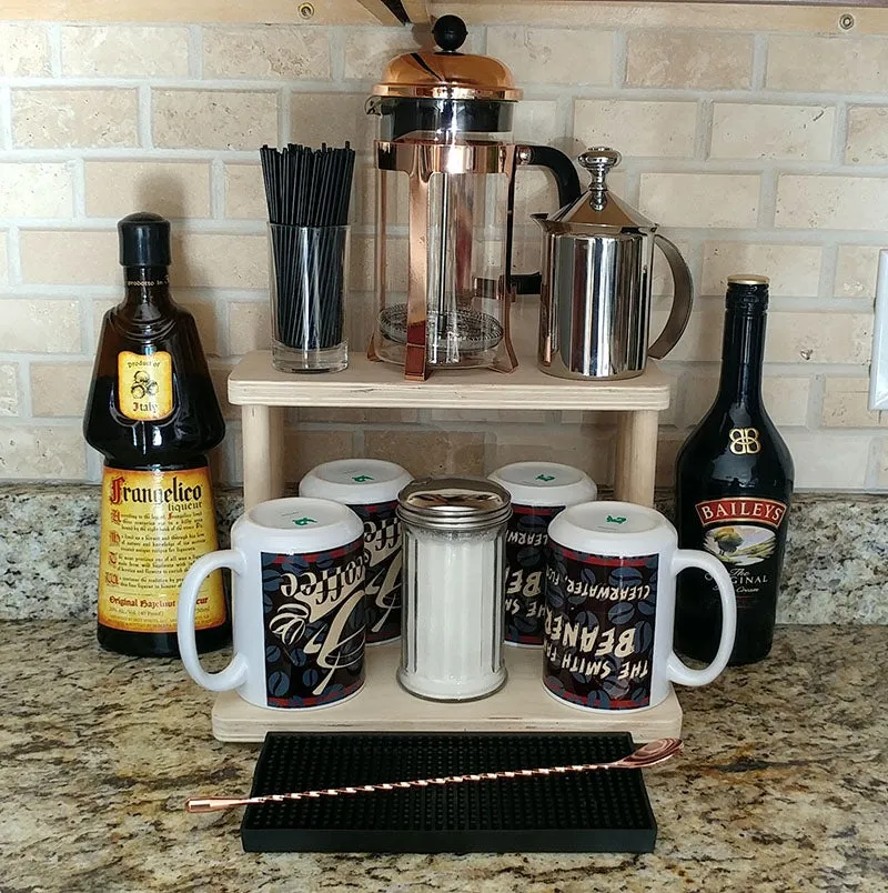 Counter Caddies™ - NATURAL - 12" STRAIGHT Shelf - Barista Theme