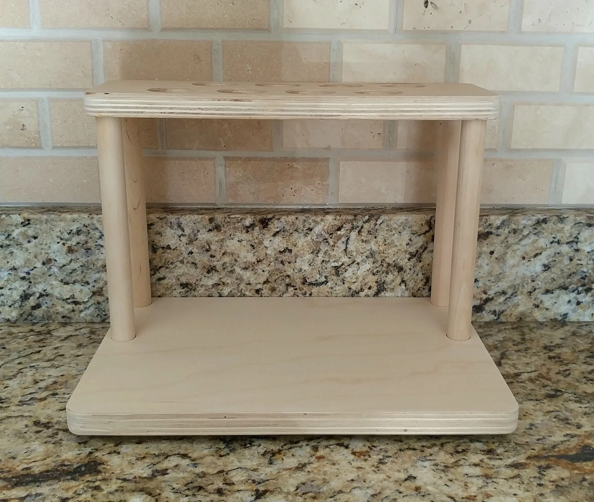 Counter Caddies™ - NATURAL - 12" STRAIGHT Shelf w/ K-Cup Holes